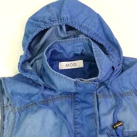 Mod Denim Vest with Hoodie - Picture 4 of 5